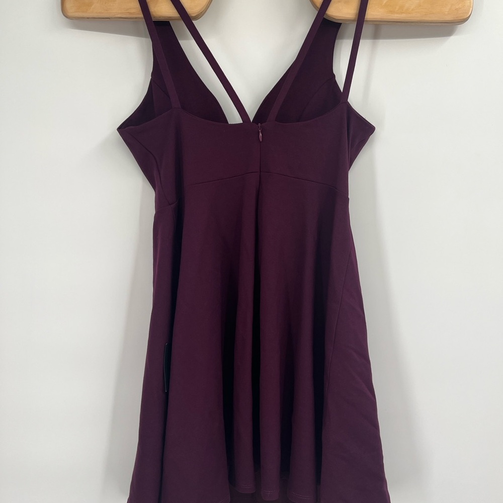 Lulus Love Galore Plum Spaghetti Strap Fit & Flare Skater Mini Dress NWT Sz L - Picture 9 of 12